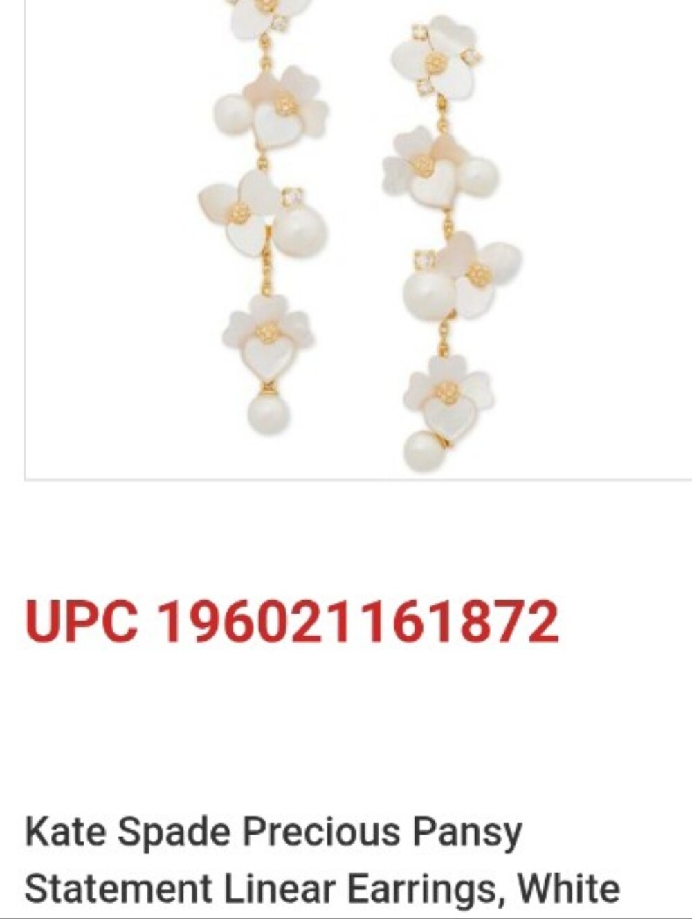New Kate Spade New York Gold-Tone Precious Pansy / Plumeria Linear Drop Earrings - Picture 7 of 8